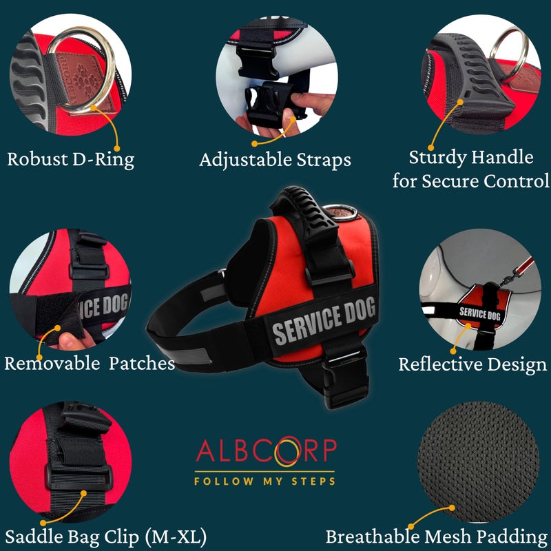 Albcorp Reflective Therapy Dog Vest Harness, Woven Nylon, Adjustable Service Animal Jacket, with 2 Hook and Loop Therapy Dog Removable Patches. Black, Small - Image 4